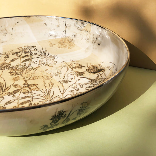 Black Florals Serving Bowl