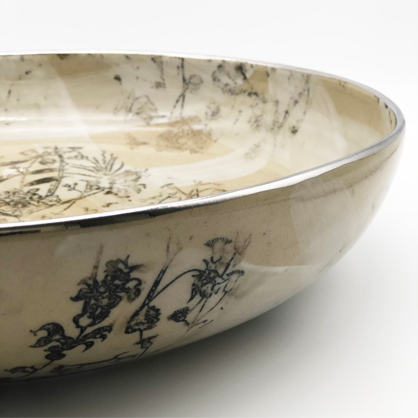 Black Florals Serving Bowl