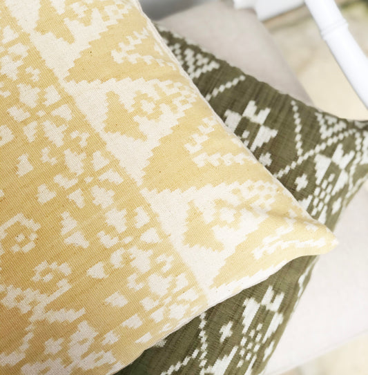 Ikat Cushion Cover - Olive Green