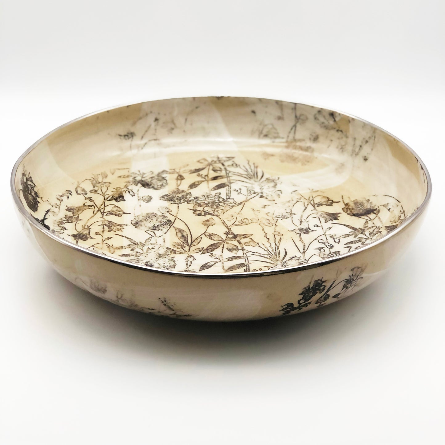 Black Florals Serving Bowl