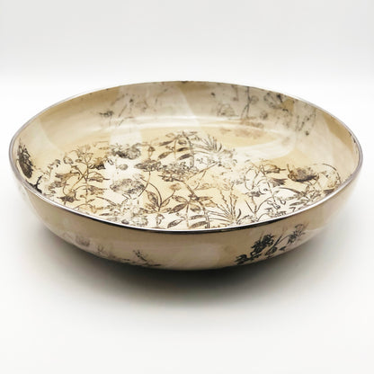 Black Florals Serving Bowl
