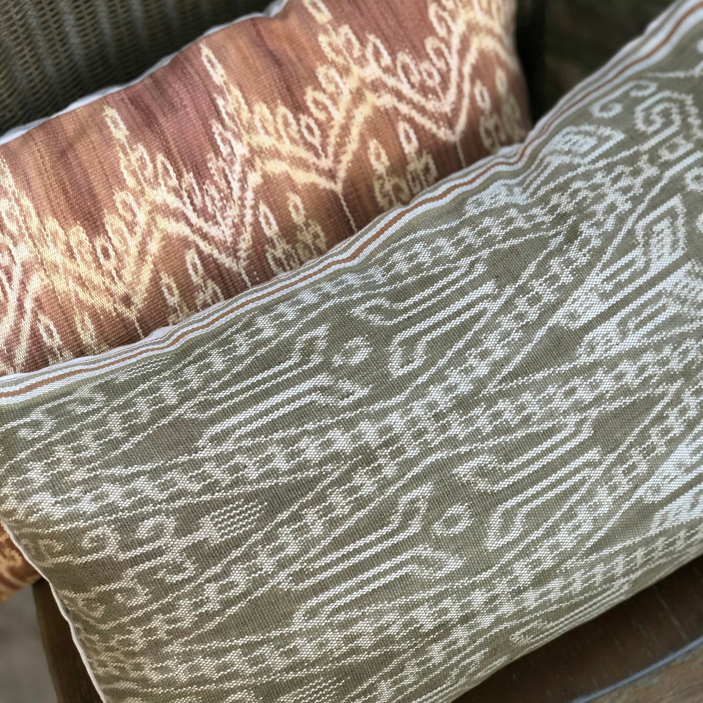 Ikat Lumbar Pillow Cover - Dayak Olive